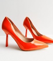 New Look Orange Patent Faux Leather Pointed Toe Heels